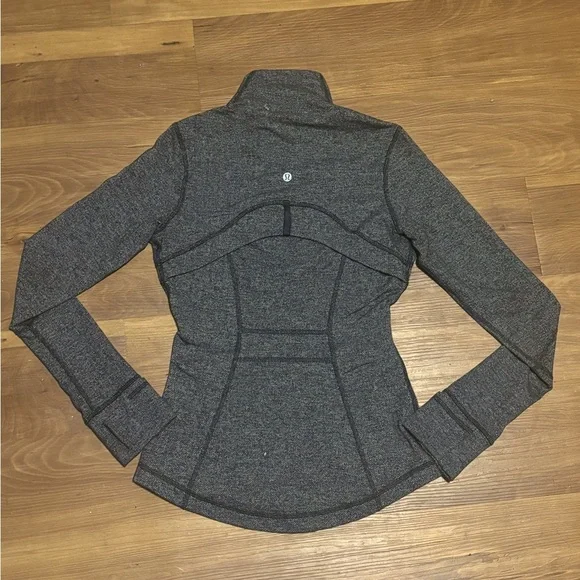 LULULEMON GRAY HERRINGBONE FULL ZIP SWEATSHIRT 4 EXCELLENT - Picture 2 of 2